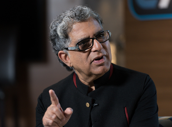 UNIVERSAL CITY, CA - OCTOBER 23: Deepak Chopra visits "Extra" at Universal Studios Hollywood on October 23, 2017 in Universal City, California. (Photo by Noel Vasquez/Getty Images)