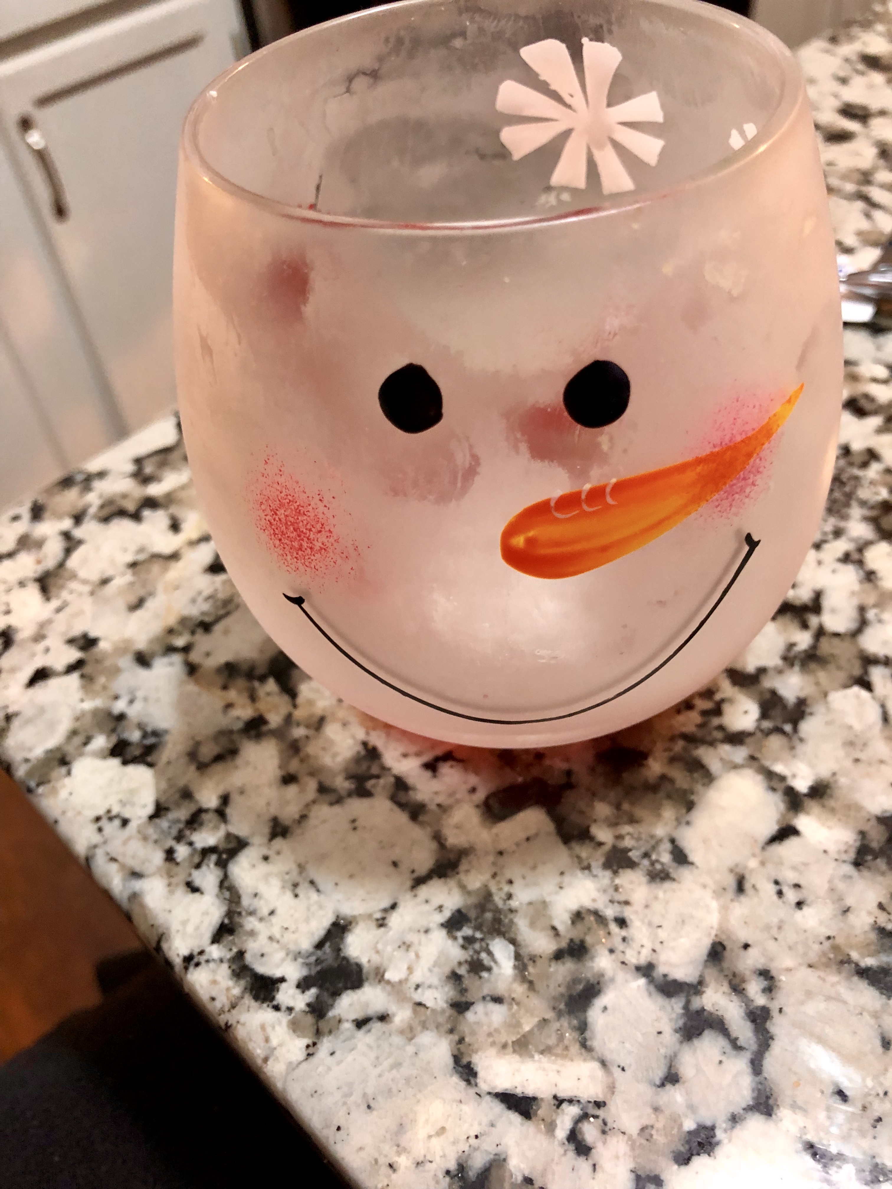 Snowman Glass: with some water in it (photo by tdp)