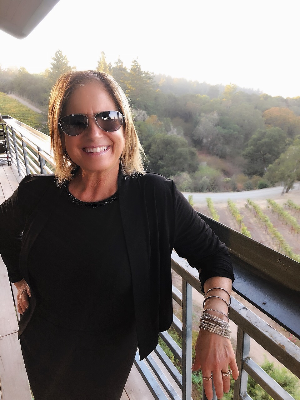 Turning 60 feels good. Carolee Belkin Walker at Fogarty Winery, 2018