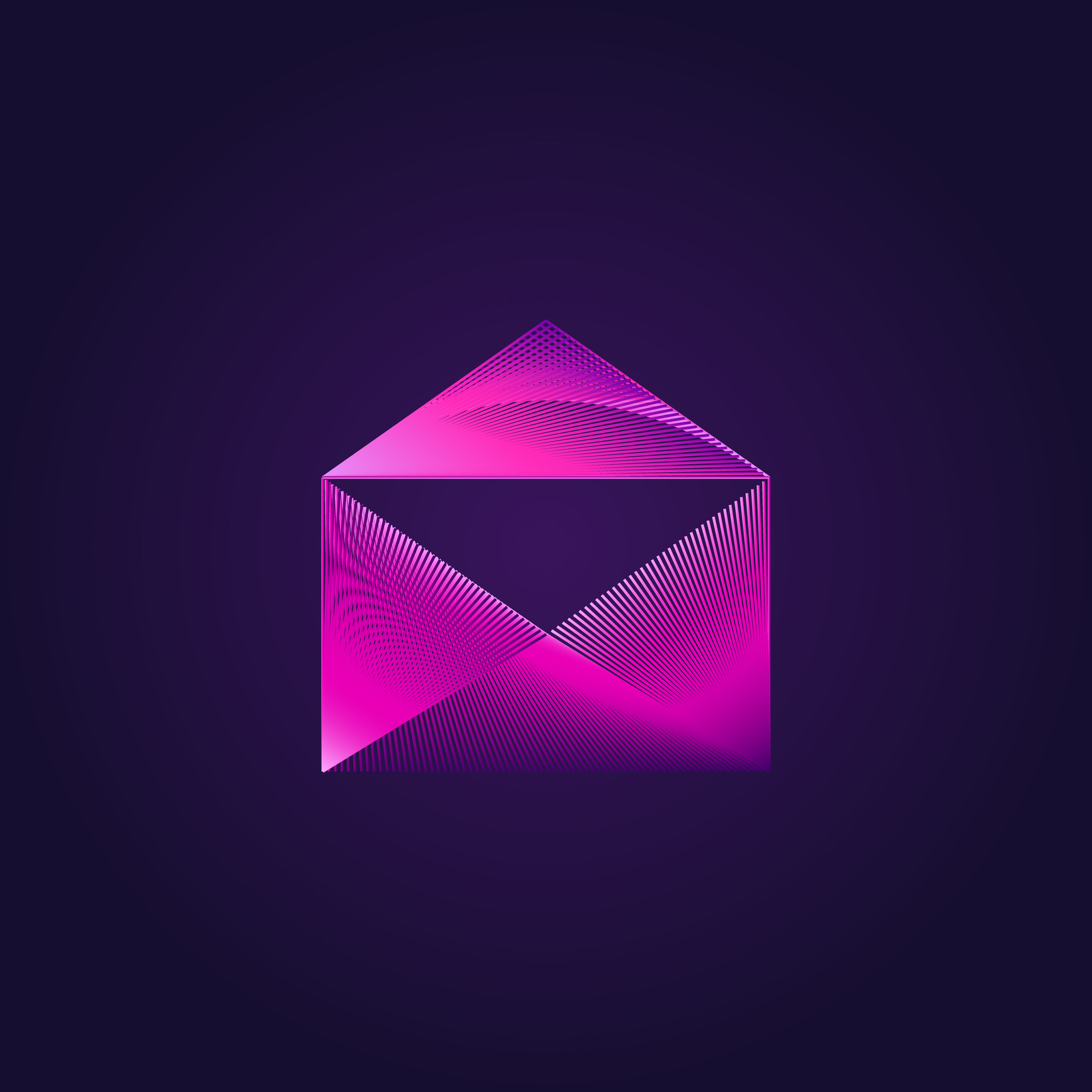 Abstract envelope icon design neon colored