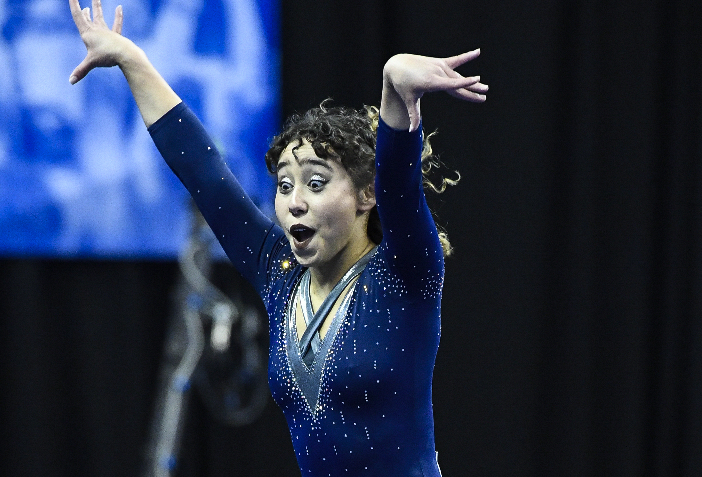ST LOUIS, MO - APRIL 21: Katelyn Ohashi #563 of UCLA performs a floor routine during the Division I Women&#039;s Gymnastics Championship held at Chaifetz Arena on April 21, 2018 in St Louis, Missouri. UCLA won with a score of 197.5625 points. (Photo by Tim Nwachukwu/NCAA Photos via Getty Images)