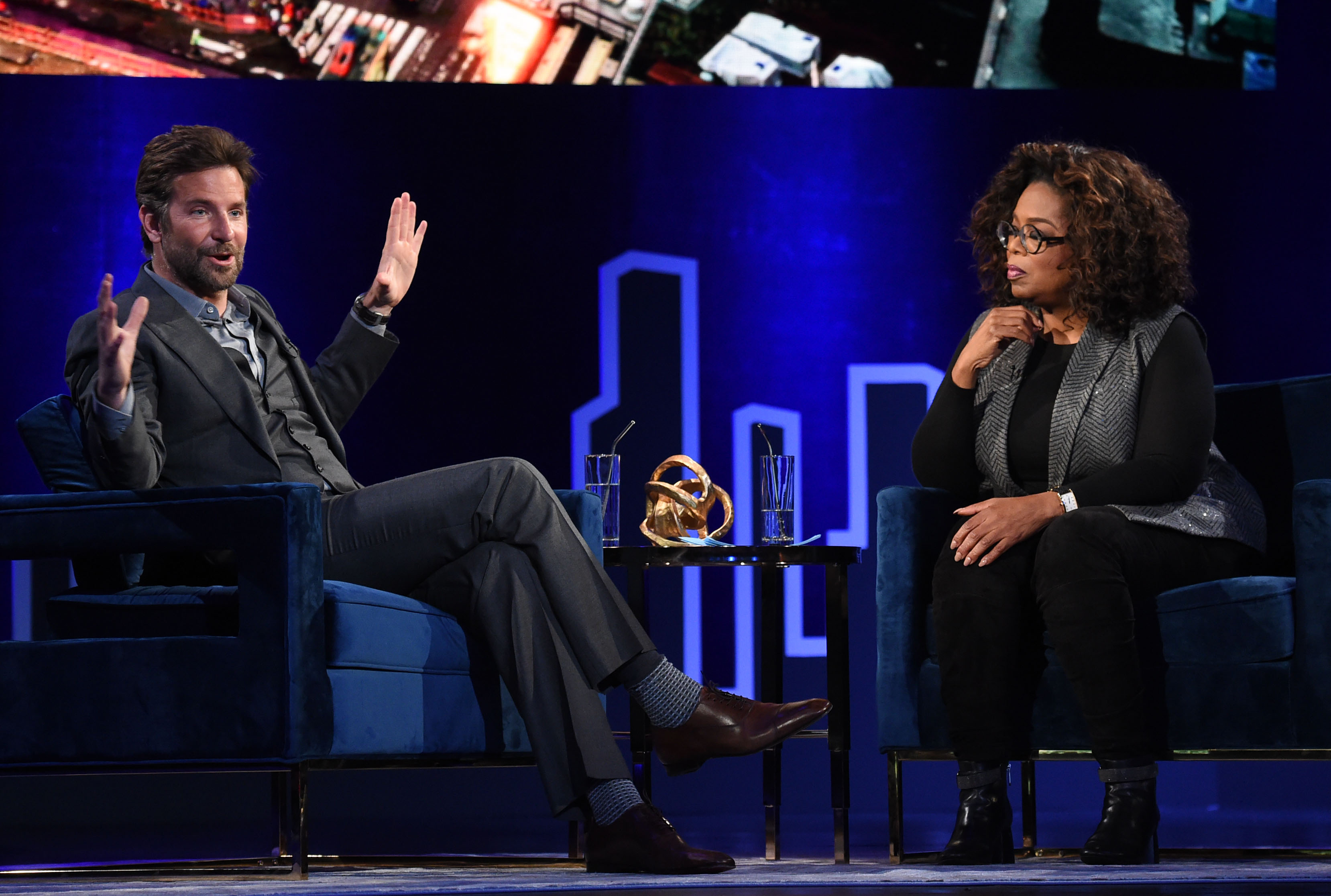 NEW YORK, NEW YORK - FEBRUARY 05: Bradley Cooper and Oprah Winfrey attend Oprah&#039;s SuperSoul Conversations at PlayStation Theater on February 05, 2019 in New York City. (Photo by Jamie McCarthy/Getty Images)