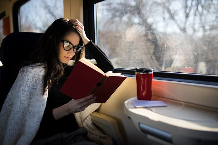 Women reading on train
