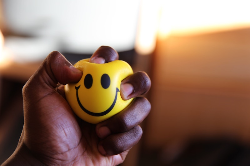 Stress ball with smiley face