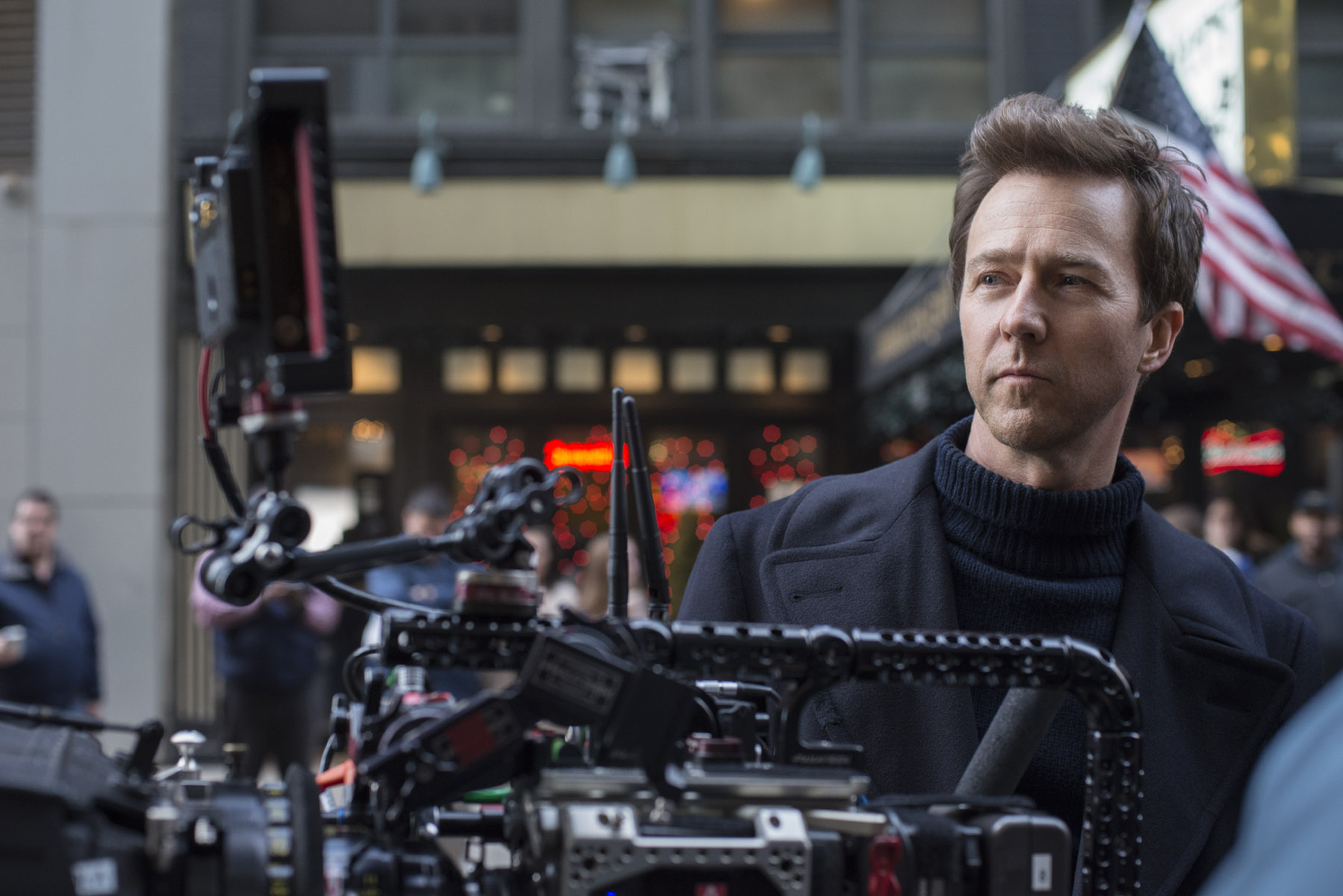 Actor/Writer/Director/Producer EDWARD NORTON on the set of &#039;Motherless Brooklyn&#039; a Warner Bros. Pictures release.