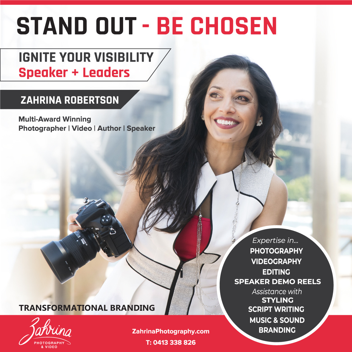 Zahrina Robertson - Leading Expert STAND OUT - BE CHOSEN Brand PHOTOGRAPHER + VIDEOGRAPHER for Speakers + Leaders