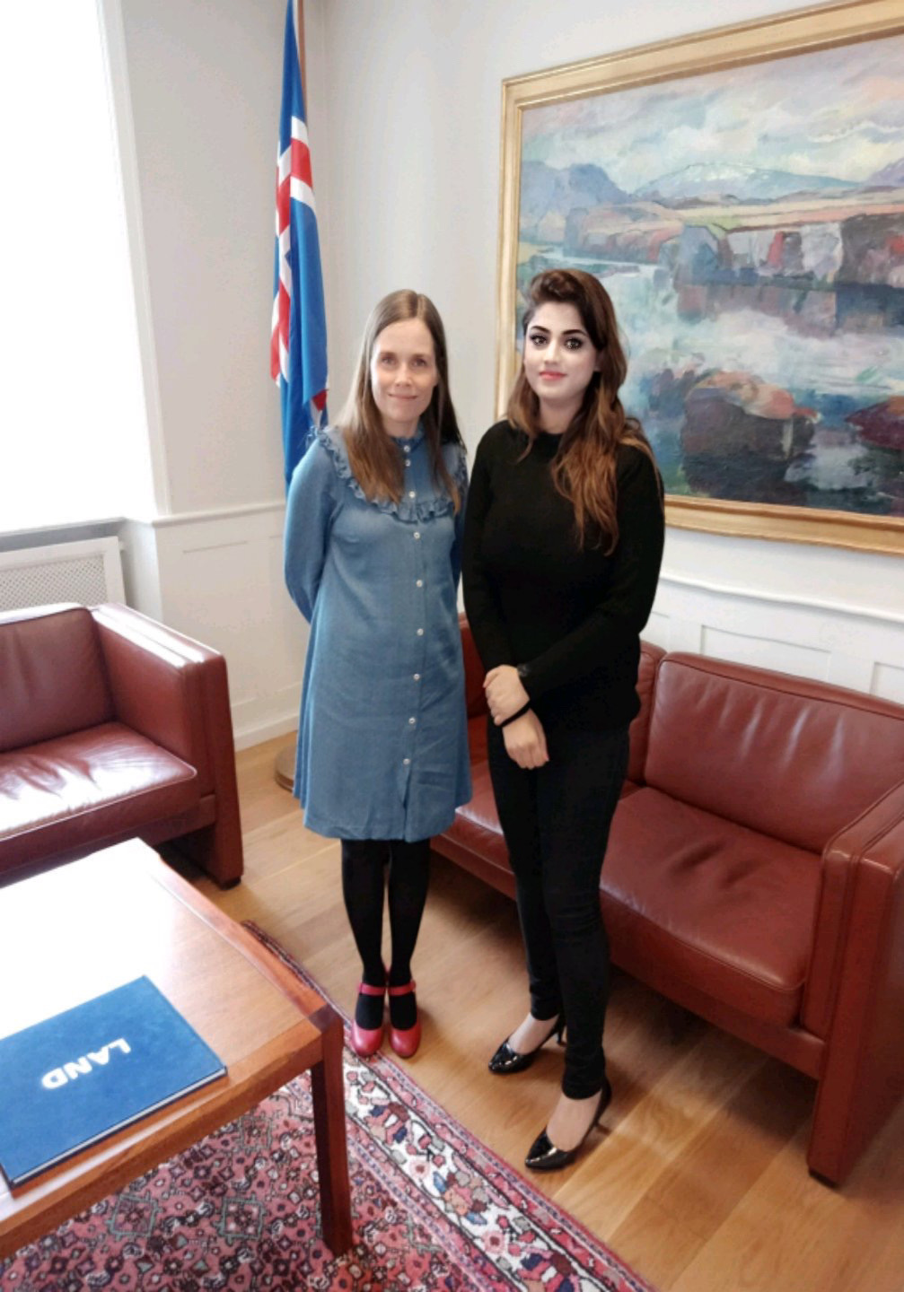 Prime Minister of Iceland Katrin Jakobsdottir with Supriya Vani