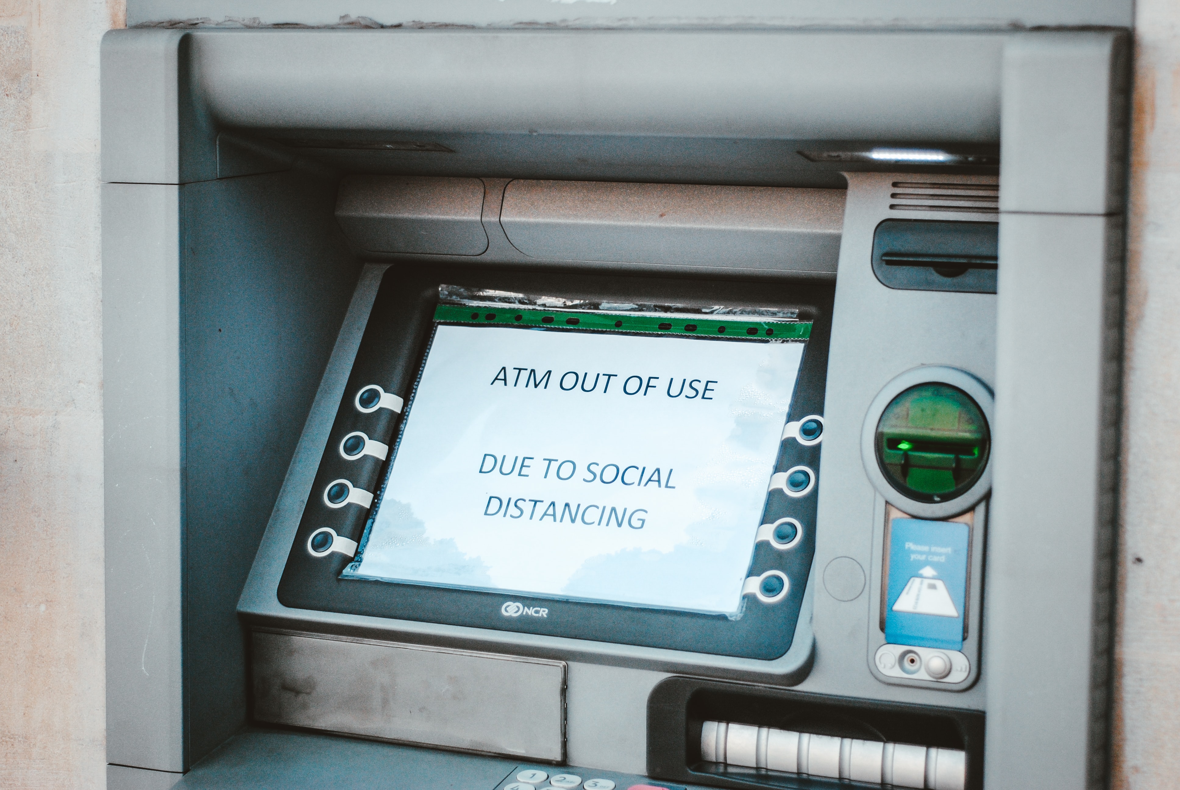 Even ATMs are doing their part to promote social distancing. Photo by Hello I&#039;m Nik on Unsplash.