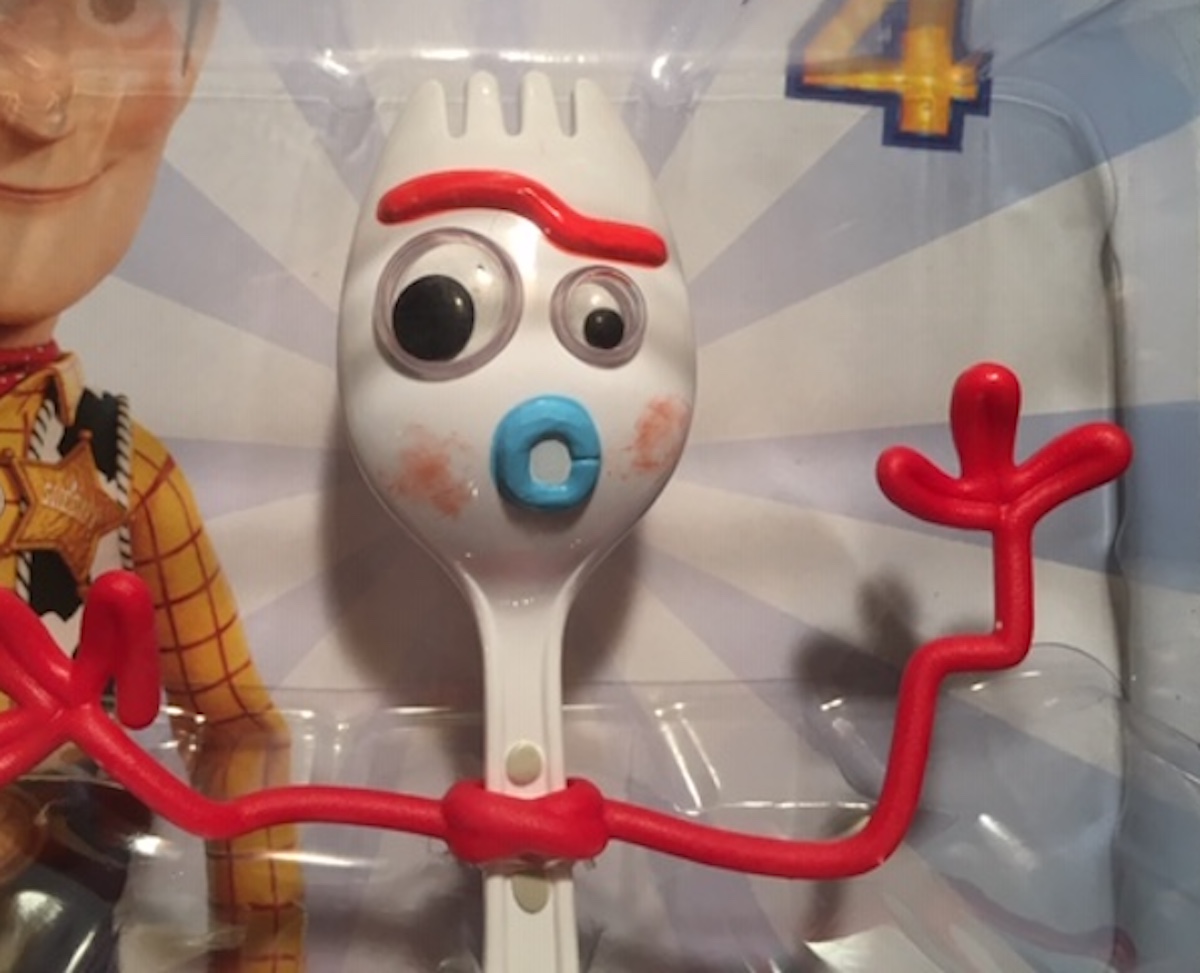 A boxed model of Forky from Toy Story 4.