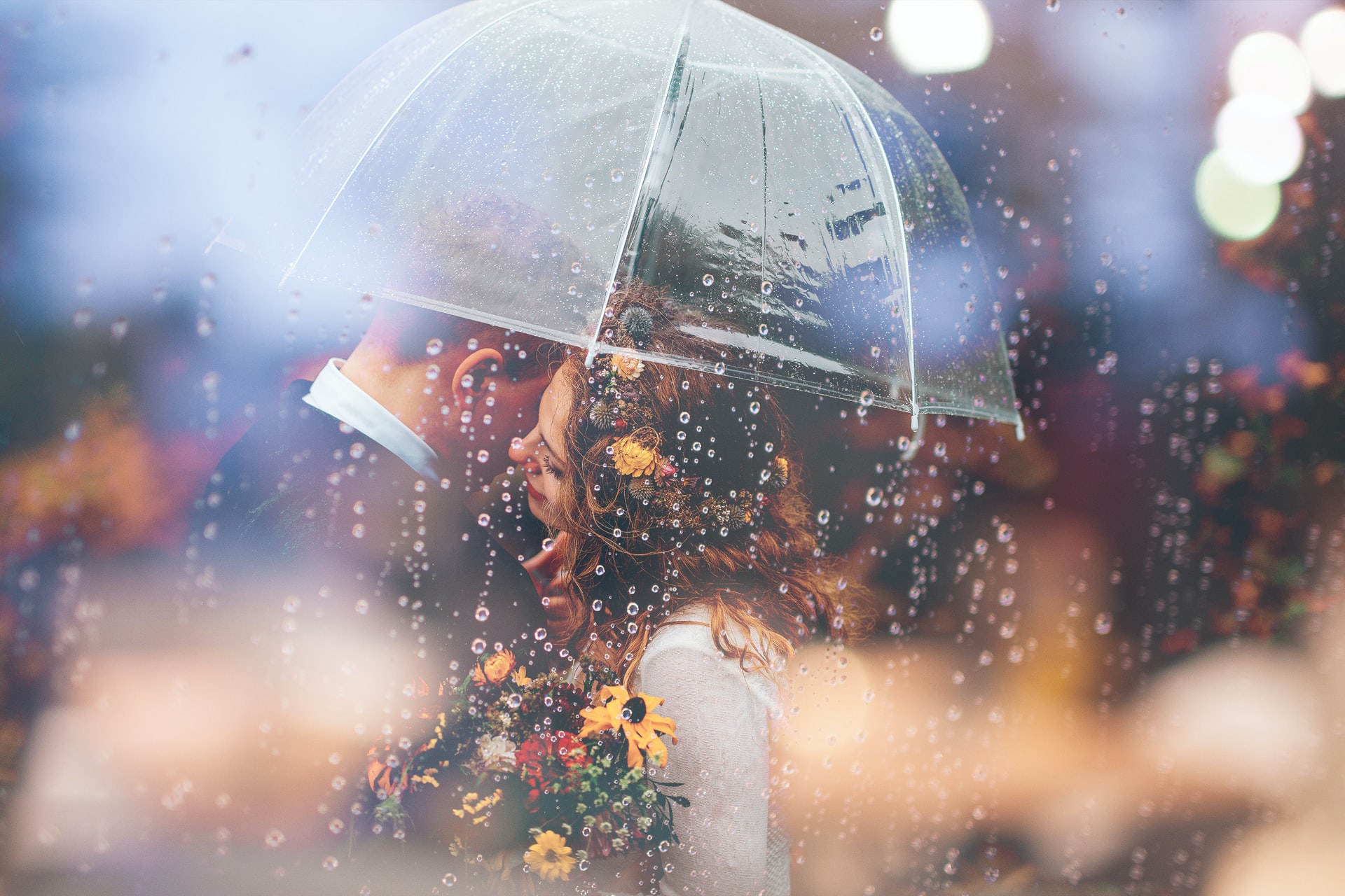 Couple under an umbrella