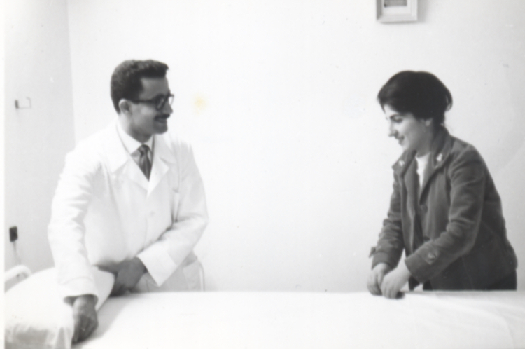 Dr. Keshishian at his medical office, with wife Cecile