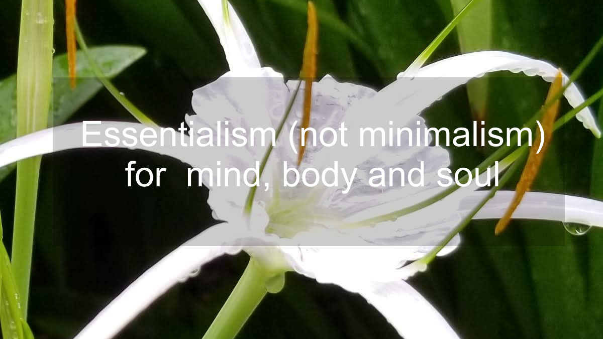Essentialism (not minimalism) for  mind, body and soul