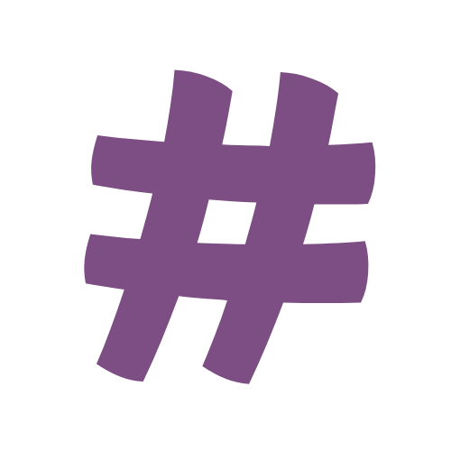 Picture of a purple hashtag.