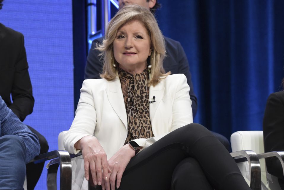FILE - In this July 25, 2018 file photo, executive producer Arianna Huffington participates in the &quot;Valley of the Boom&quot; panel during the National Geographic Television Critics Association Summer Press Tour at The Beverly Hilton hotel in Beverly Hills, Calif. A “behavior change&quot; company founded by Huffington is teaming with Hachette Book Group on a series of wellness guides. The first release, “Your Time to Thrive,” comes out in March 2021. (Photo by Richard Shotwell/Invision/AP, File)