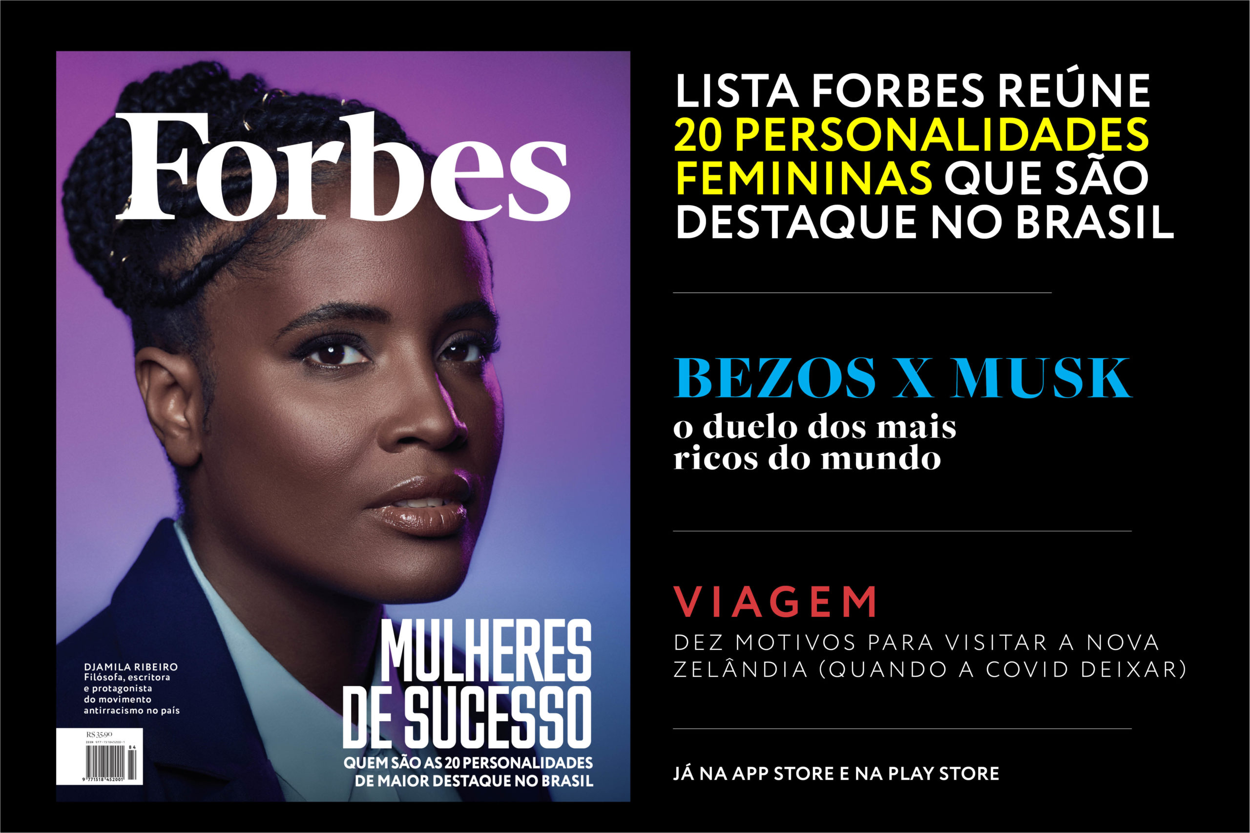 It reads: Successful women, who are the 20 most prominent female personalities in Brazil
