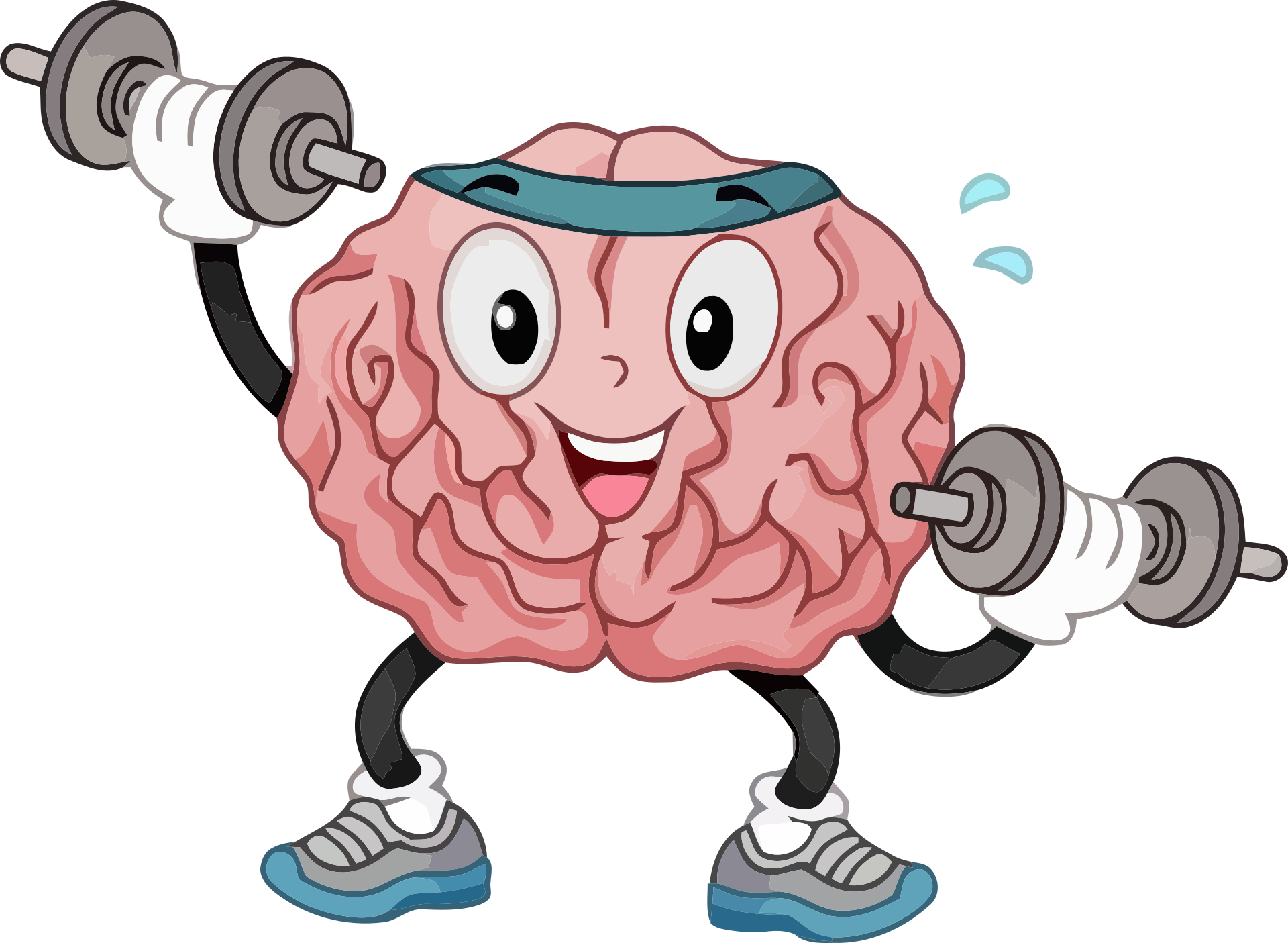 Cartoon-like happy brain doing exercise