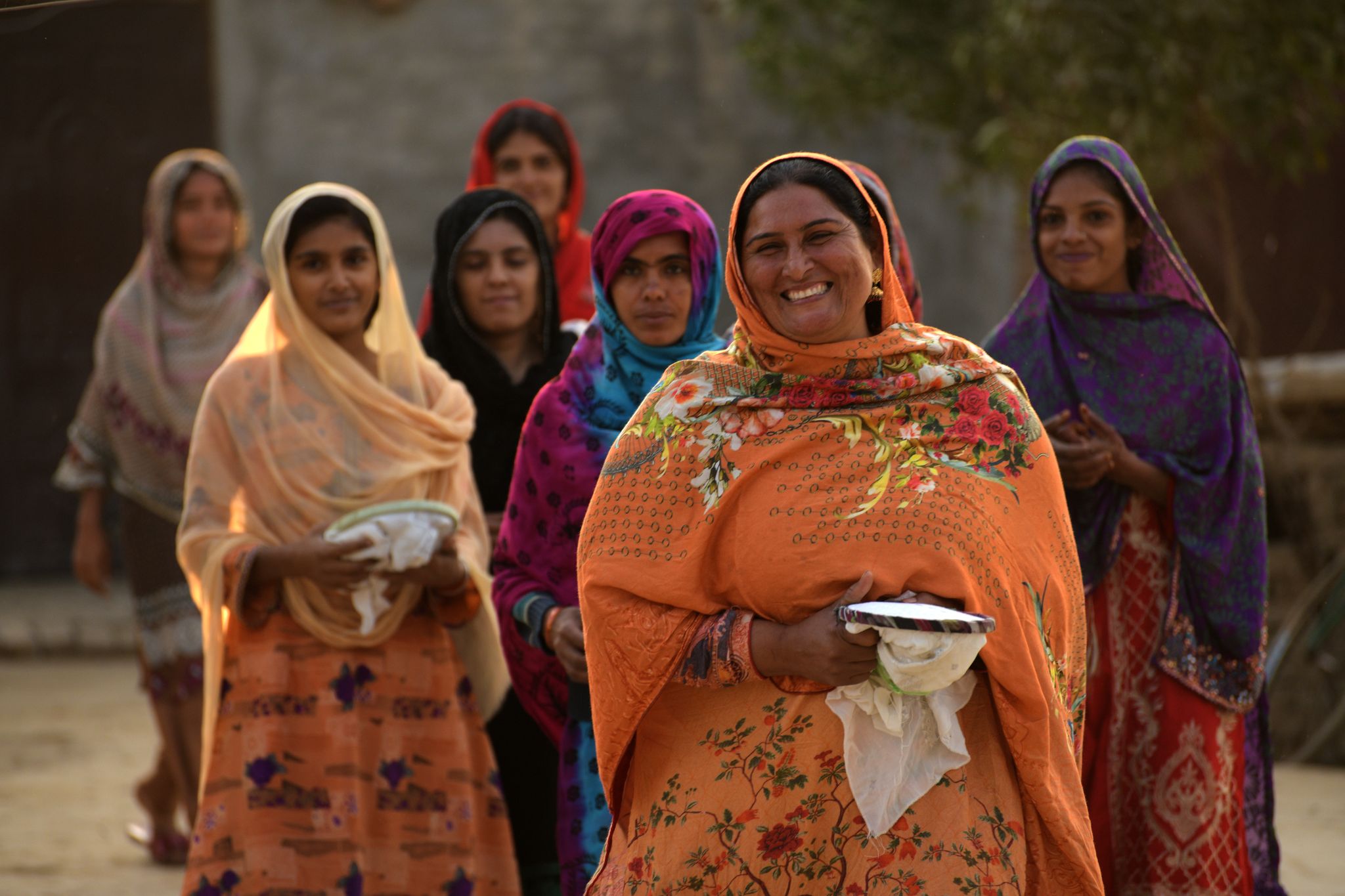 Women in Pakistan with their embroidery.